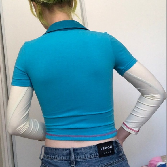 deadstock y2k double layered blue polo  ☆ - Picture 3 of 4